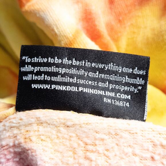 Pink Dolphin Tie Dye Graphic Hoodie Pink Yellow Large Streetstyle - Picture 7 of 8